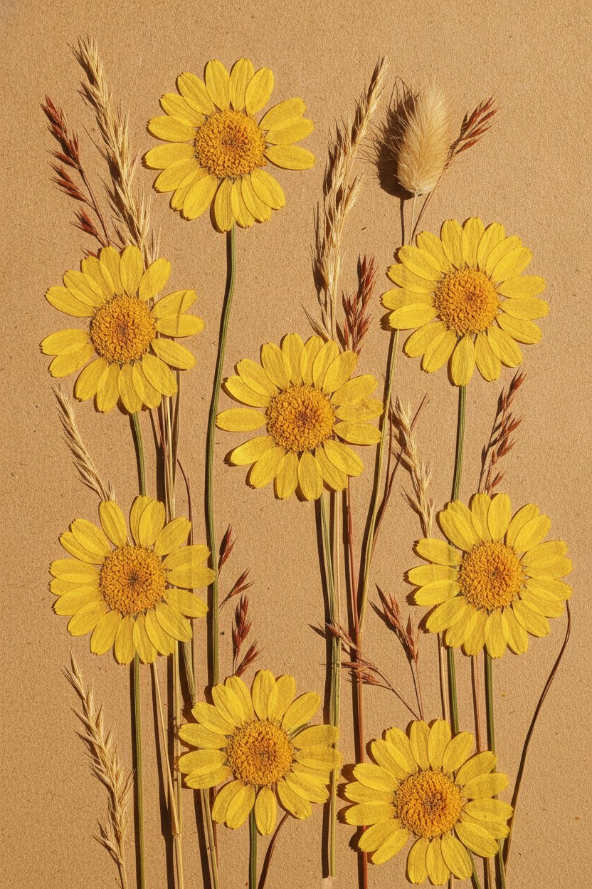 Sarı kurutulmuş çiçekler